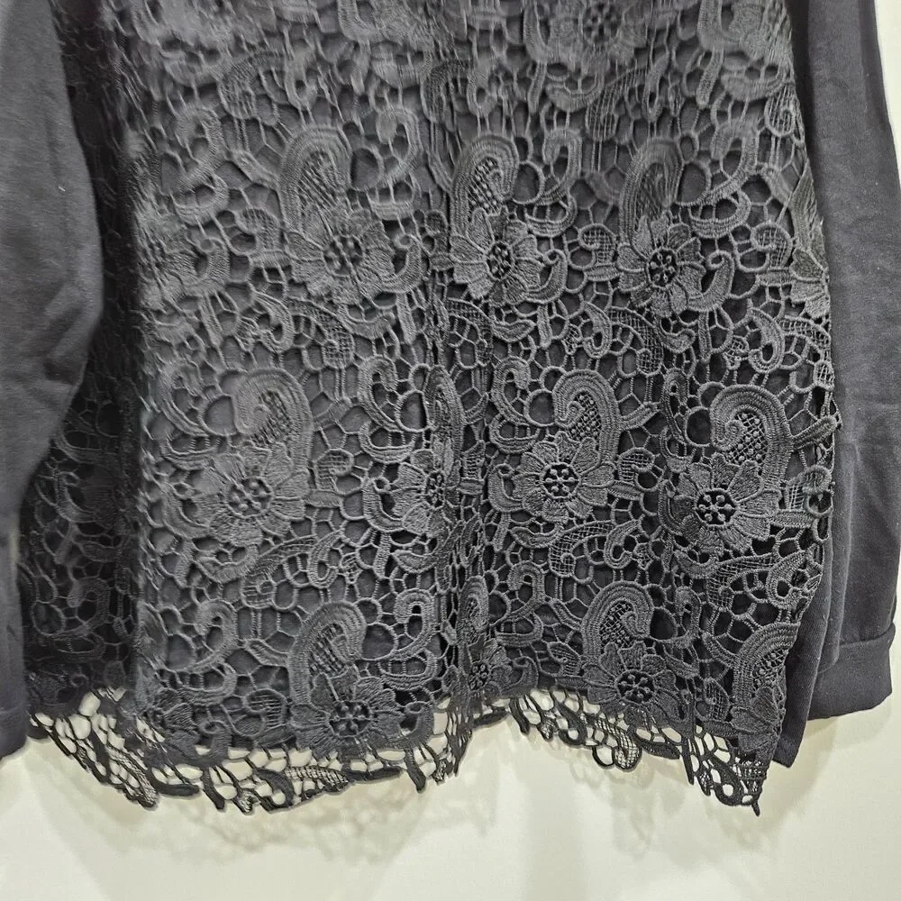 Adrianna Papell Womens Lace Overlay Sweater XXL Black Romantic goth Dark Fairy